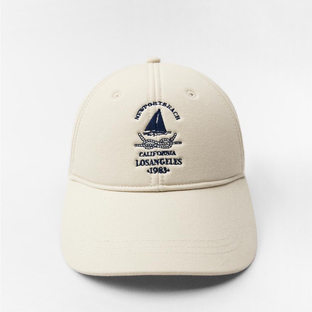 Zara Cream Embroidered baseball Cap